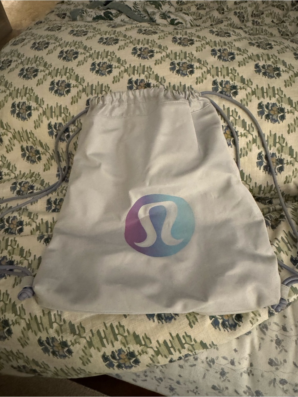 lululemon athletica White Drawstring Backpack with Gradient Logo
